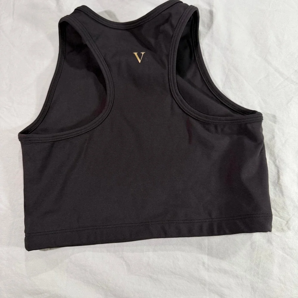 Viella Dance Collection Kids‎ Black High Neck Racerback Cropped Tank Top Size M